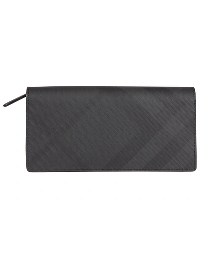 Shop Burberry Inside Logo Detail Continental Wallet In Charcoal