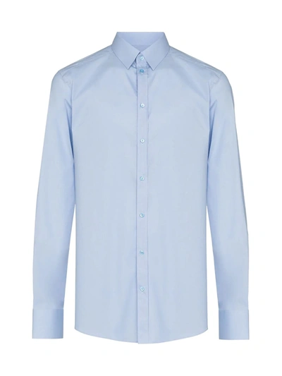 Shop Dolce & Gabbana Essential Mix Cotton Basic Shirt In Sky Blue
