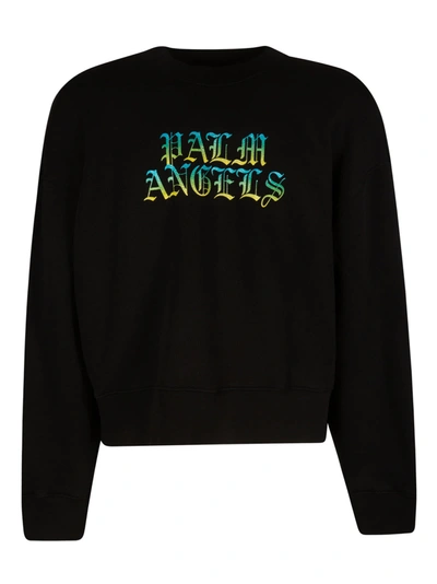 Shop Palm Angels Hue Gothic Logo Crewneck Sweatshirt In Black/multicolor