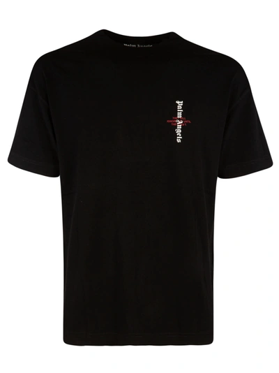 Shop Palm Angels Statement Logo T-shirt In Black/white