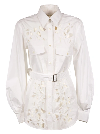 Shop Jw Anderson Belted Cut Out Belt Sleeve Shirt In White