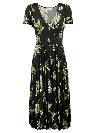 Shop Red Valentino Printed Long Dress In Black