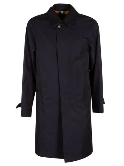 Shop Burberry Concealed Mid-length Coat In Blue