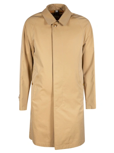 Shop Burberry Concealed Mid-length Coat In Honey