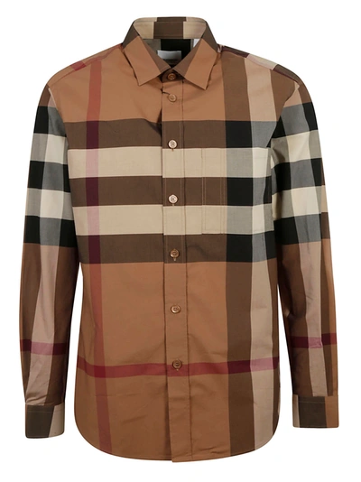 Shop Burberry Checked Print Shirt In Birch Brown