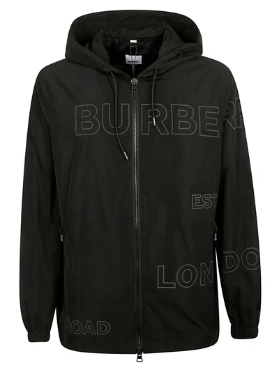 Shop Burberry Logo Print Detail Windbreaker In Black