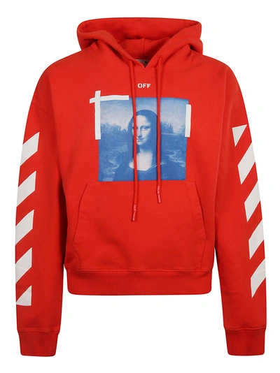 Shop Off-white Blue Monalisa Oversized Hoodie In Fiery Red/white