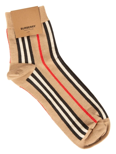 Shop Burberry Stripe Socks In Archive Beige