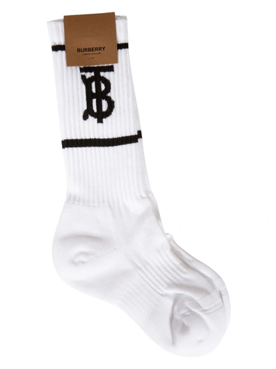 Shop Burberry Logo Detail Socks In White