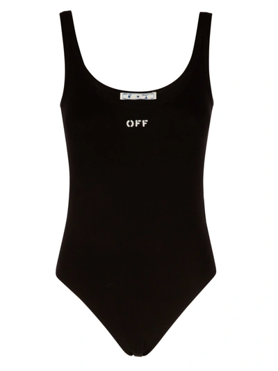 Shop Off-white Rib Bodysuit In Black/white