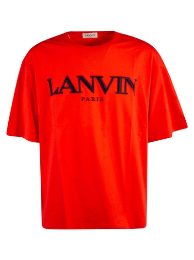 Shop Lanvin Logo Embroidered Oversized T-shirt In Orange