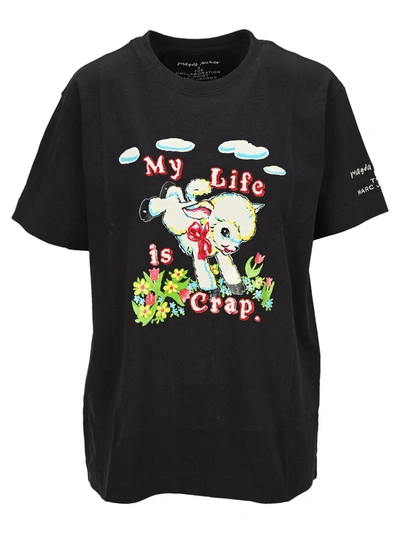 Shop Marc Jacobs Magda Archer X The Collaboration T-shirt In Washed Black