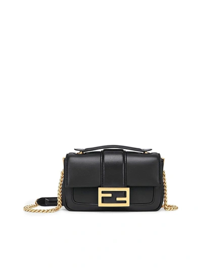 Shop Fendi Mini Baguette In Zw Black Gold