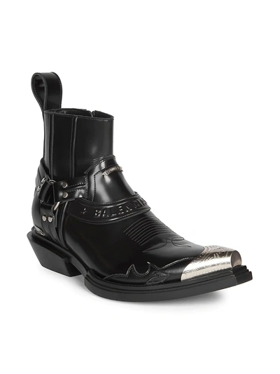 Shop Balenciaga Men's Santiago Leather Harness Boots In Black