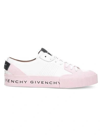 Shop Givenchy Women's Tennis Logo Leather Sneakers In White Peony