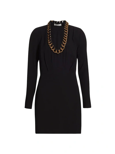 Shop Givenchy Chain Neckline Crepe Dress In Black