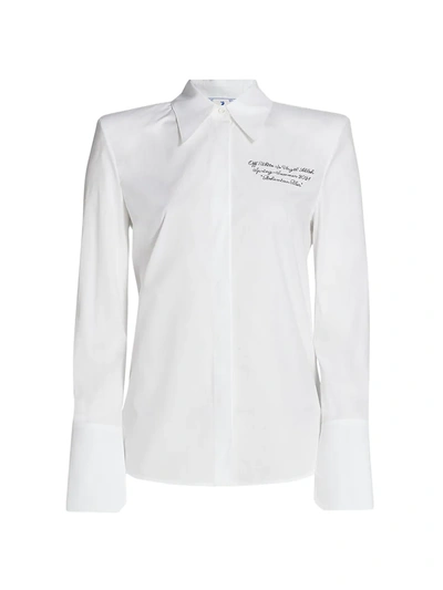 Shop Off-white Popeline Shoulder Pads Shirt In White Black