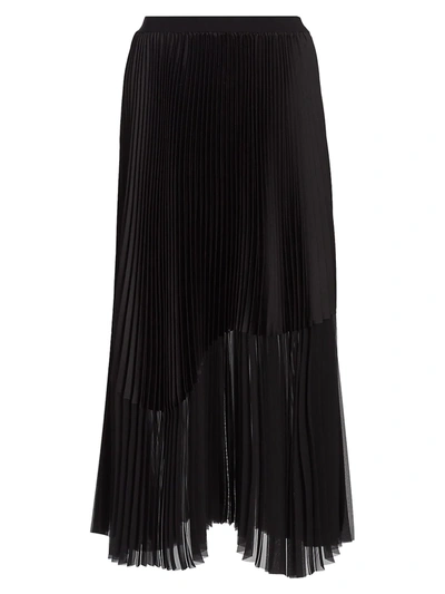 Shop Fabiana Filippi Pleated Chiffon & Satin Midi Skirt In Black