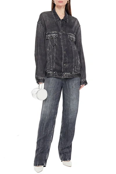 Shop Balenciaga Oversized Denim-effect Twill Jacket In Charcoal