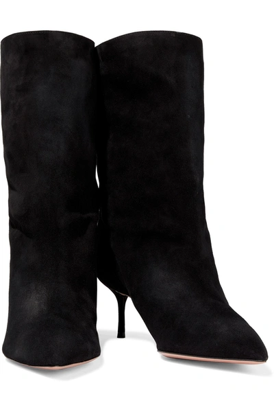 Shop Aquazzura Very Boogie 60 Suede Ankle Boots In Black