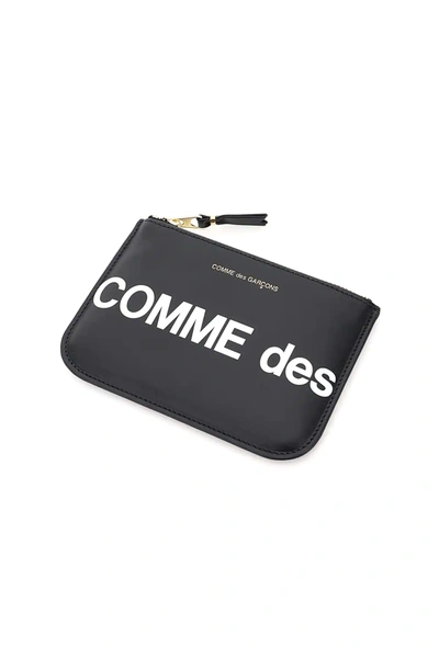 Shop Comme Des Garçons Pouch With Huge Logo In Black,white