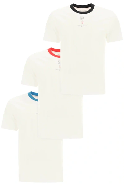 Shop Maison Margiela 3-pack T-shirt With Stamps In White