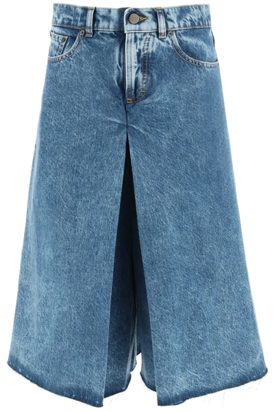 Shop Maison Margiela Denim Culotte Trousers In Blue