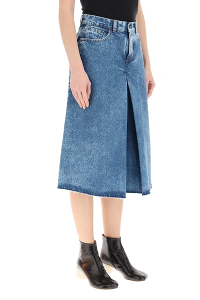 Shop Maison Margiela Denim Culotte Trousers In Blue