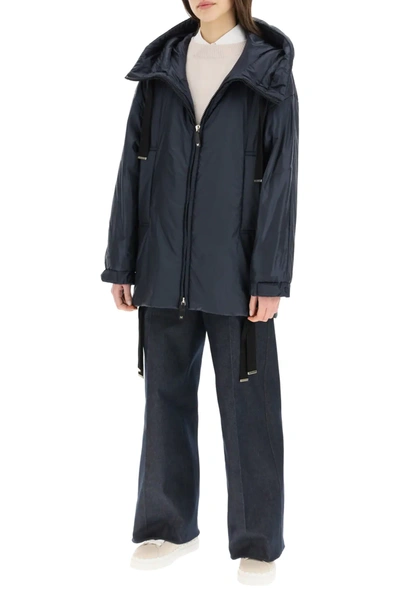 Shop Max Mara The Cube Greenfe Hooded Jacket In Blue