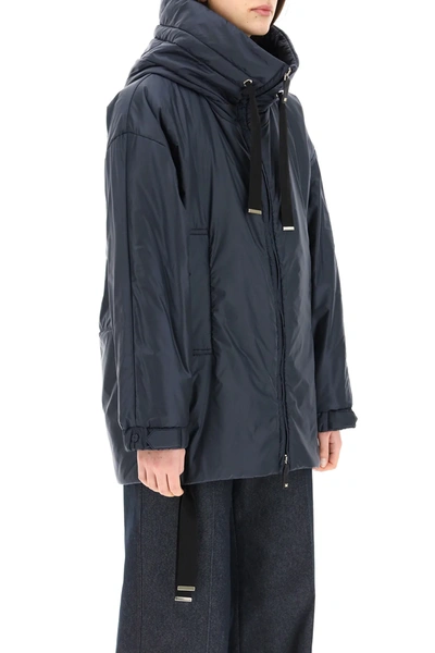 Shop Max Mara The Cube Greenfe Hooded Jacket In Blue