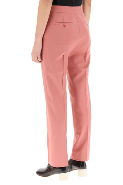 Shop Max Mara Tempo Trousers In Mohair Wool In Pink