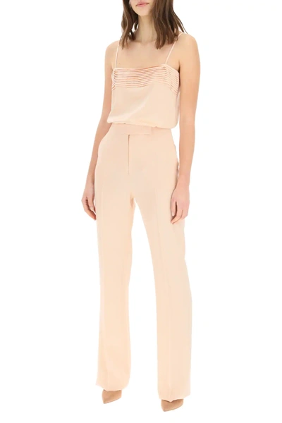 Shop Max Mara Silk Satin Top In Beige,pink