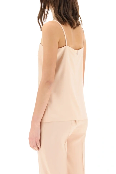 Shop Max Mara Silk Satin Top In Beige,pink