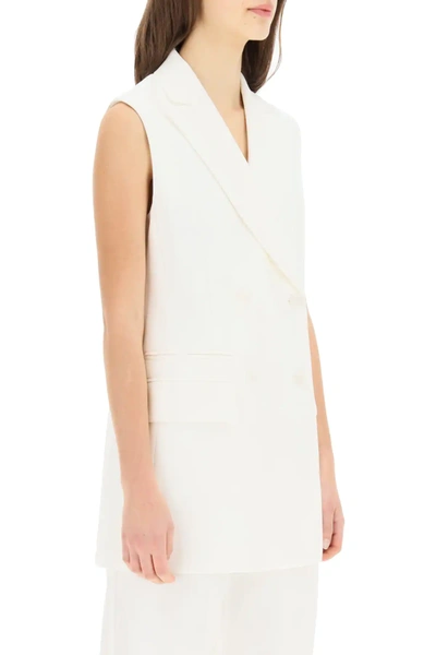 Shop Sportmax Double-breasted Waistcoat In White