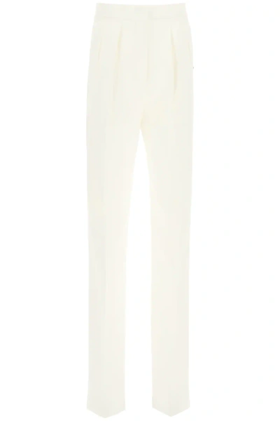 Shop Sportmax Tailored Trousers With Pleats In White