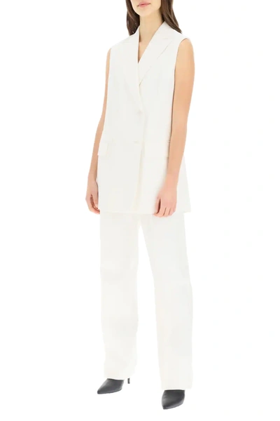 Shop Sportmax Tailored Trousers With Pleats In White