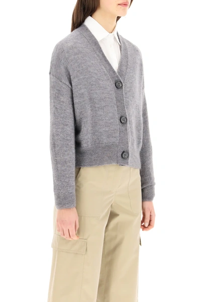 Shop Weekend Max Mara Mohair Blend Cardigan In Grey