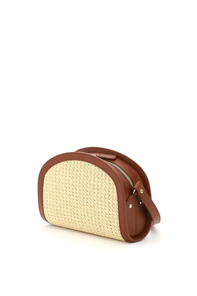 Shop Apc Demi-lune Woven Raffia Shoulder Bag In Beige,brown