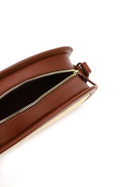 Shop A.p.c. Demi-lune Woven Raffia Shoulder Bag In Beige,brown