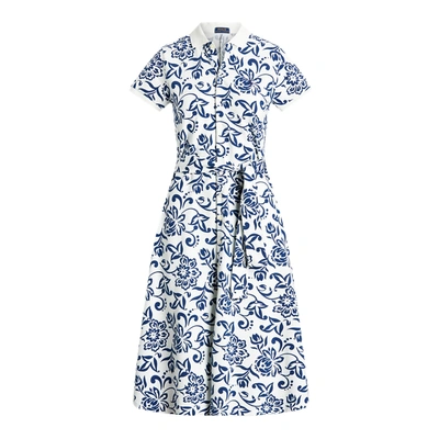 Shop Ralph Lauren Floral Belted Cotton Dress In Wood Block Floral