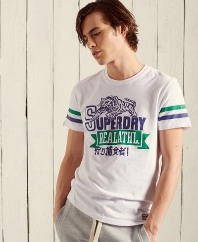 Shop Superdry Bonded Varsity Standard Weight T-shirt In White