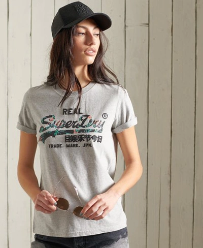 Shop Superdry Vintage Logo Infill T-shirt In Grey