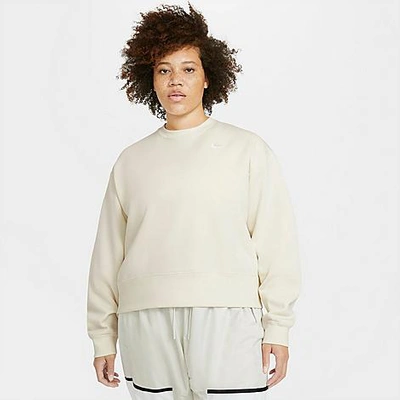 Shop Nike Women's Sportswear Essential Fleece Crewneck Sweatshirt (plus Size) In Coconut Milk