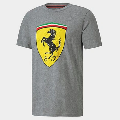 Shop Puma Men's Scuderia Ferrari Race Big Shield T-shirt In Medium Grey Heather