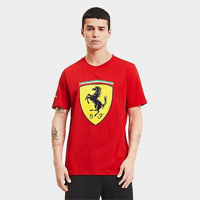 Shop Puma Men's Scuderia Ferrari Race Big Shield T-shirt In Rosso Corsa