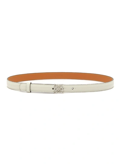Shop Loewe Anagram Plaque Thin Leather Belt In White
