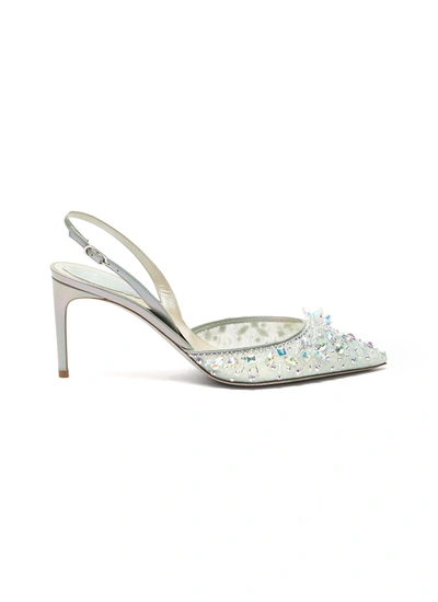 Shop René Caovilla Cinderella' Crystal Embellished Lace Pumps In Blue