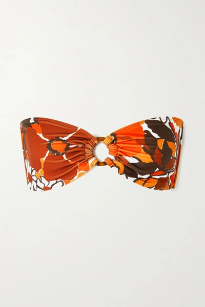 Shop Faithfull The Brand + Net Sustain Malady Floral-print Bandeau Bikini Top In Orange