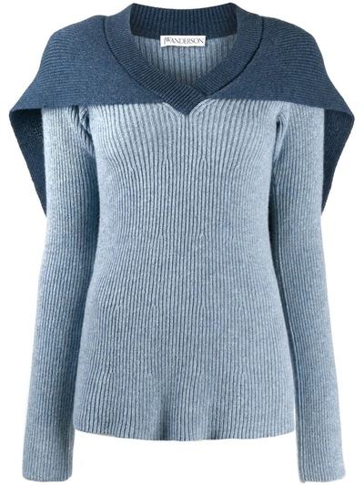 Shop Jw Anderson Cape Knitted Jumper In Blue