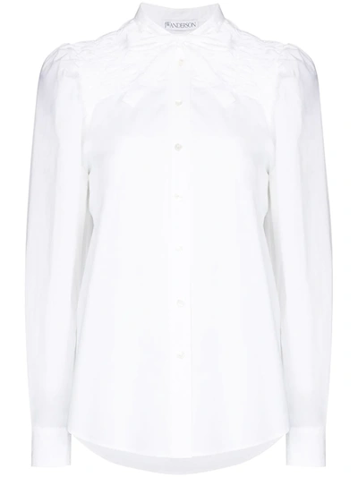Shop Jw Anderson Bow-detail Long-sleeve Blouse In White